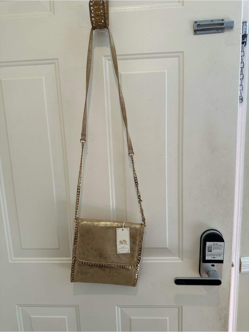 T.J.Maxx Metallic Gold Chain-Trim Crossbody Bag